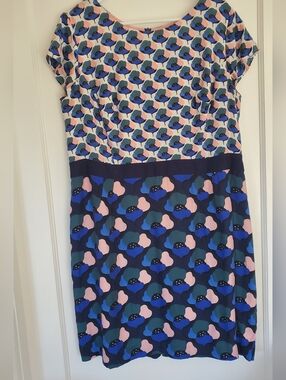 Boden Navy, Blue & Pink Patterned Short Sleeve Dress